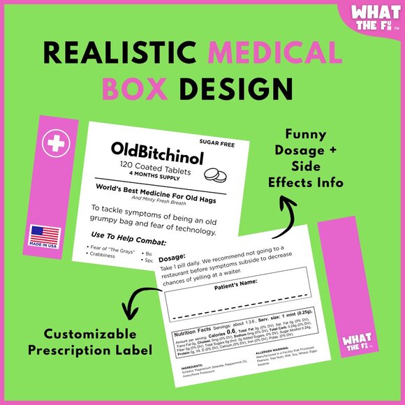 Novelty Prank Medicine Box OldBitchinol Funny Prescription Gag Gift Exchange - Picture 6 of 6